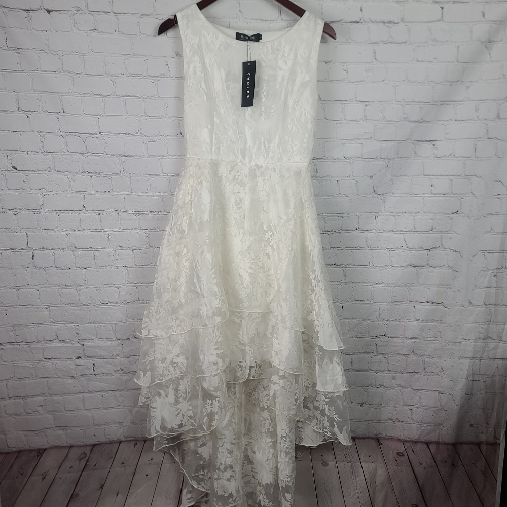CHOIES High-Low layer Dress White Sz Juniors L